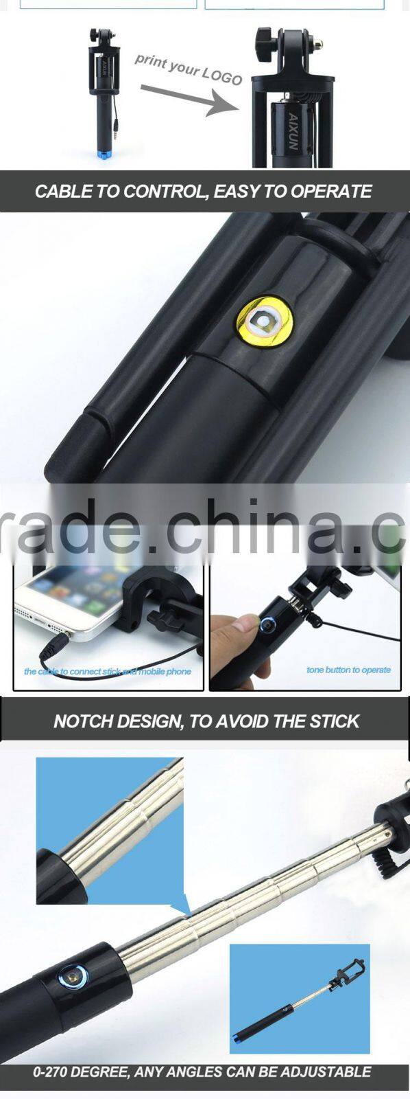Wholesale wired cable take pole monopod selfie sticks with foldable handheld,foldable monopod Selfie-stick with cable