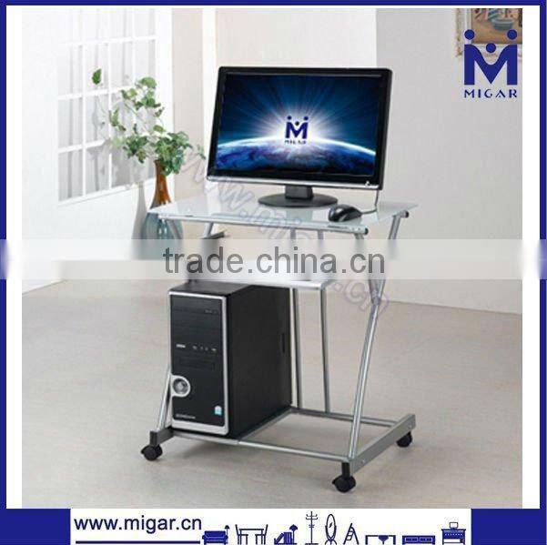 White glass computer desk design MGD-1022S
