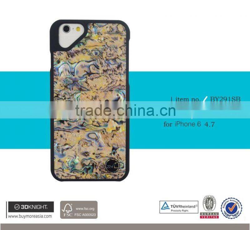 High quality wood phone accessory factory, real sea shell mobile phone case for iphone 6S, seashell hard back cover for iPhone