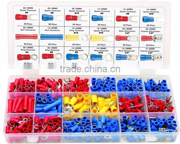 520 Pc Wire Terminal Kit Spade Butt Ring electrical Connector splice 22-10 gauge Terminal Kit