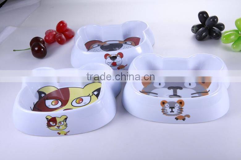 Plastic melamine pet bowl/dog bowl/cat bowl with cute picture prints yorkshire canary birds