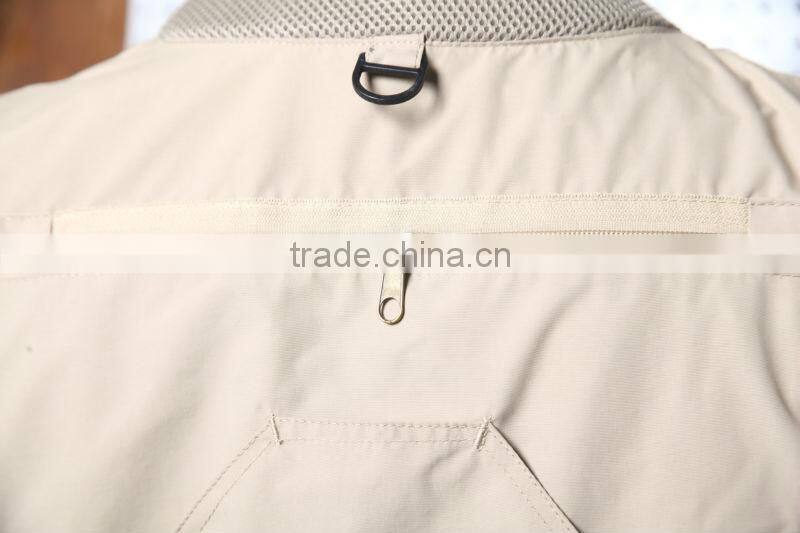 2016 New hot sale fashion cream fishing vest working vest with many pockets