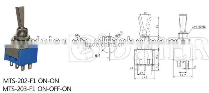 12V ON-ON or ON-OFF-ON 2 Pole 6 PIN toggle switch