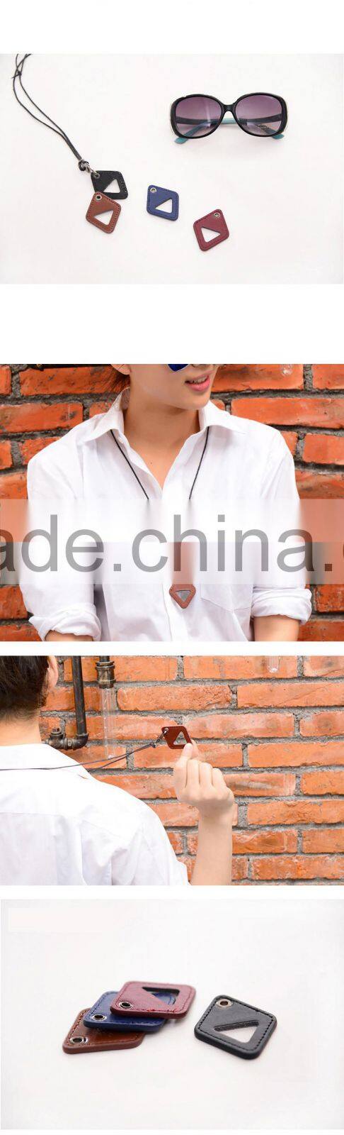 adjustable leather rhombus Pendant necklace shaped sunglasses rack holder