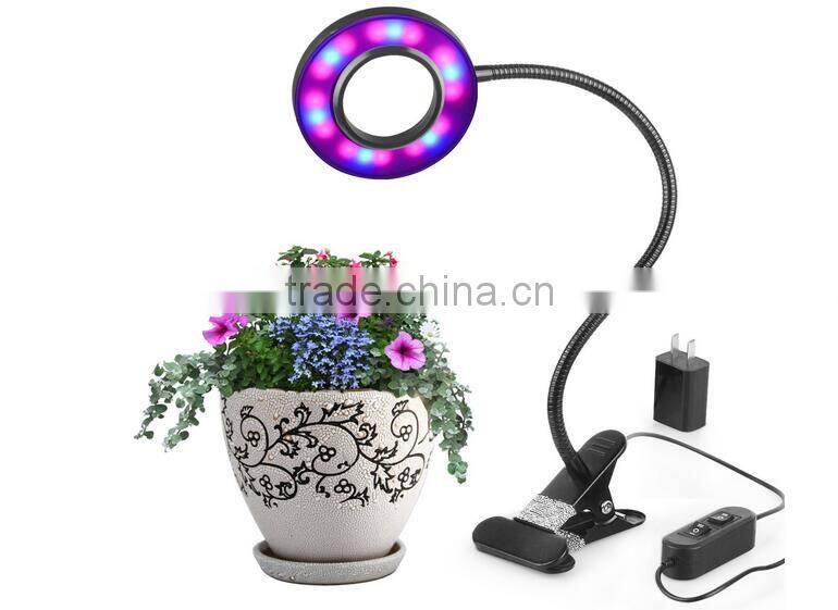 Led Grow Light for Indoor Plants 10W Adjustable 6 Level Dimmable Clip Desk Lamp with 360 degree Flexible Gooseneck