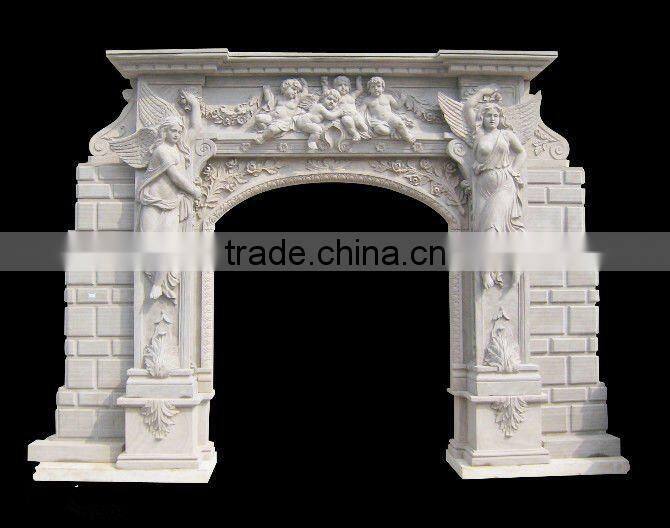 Elegant White Marble Doorframe With Column