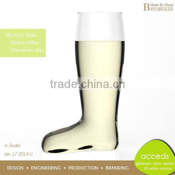 Unique Shaped Ti-Borosilicate Mug / Cups Boot Shaped Beer Glass