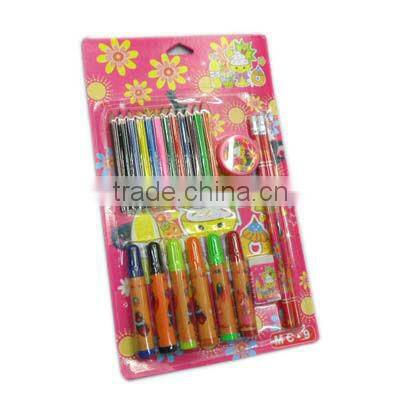 stationery set/school supplies/pencil case/ruler/sticker/eraser/kid gift