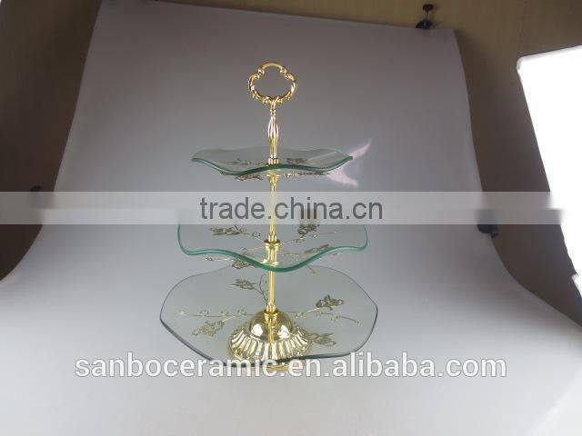 Wholesale 3 tier Wedding Glass Cake Stand