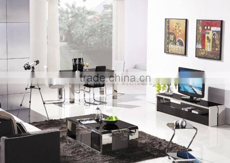 simple marble top dining table with 4 stainless steel legs