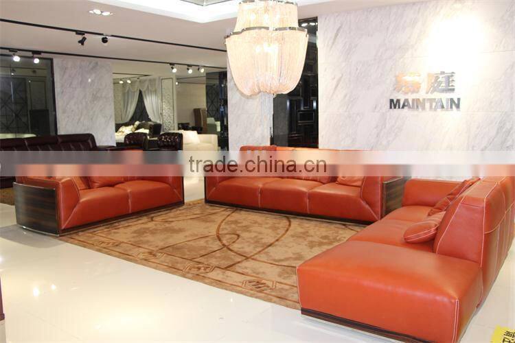 high quality luxury furniture top grain leather sectional sofa set