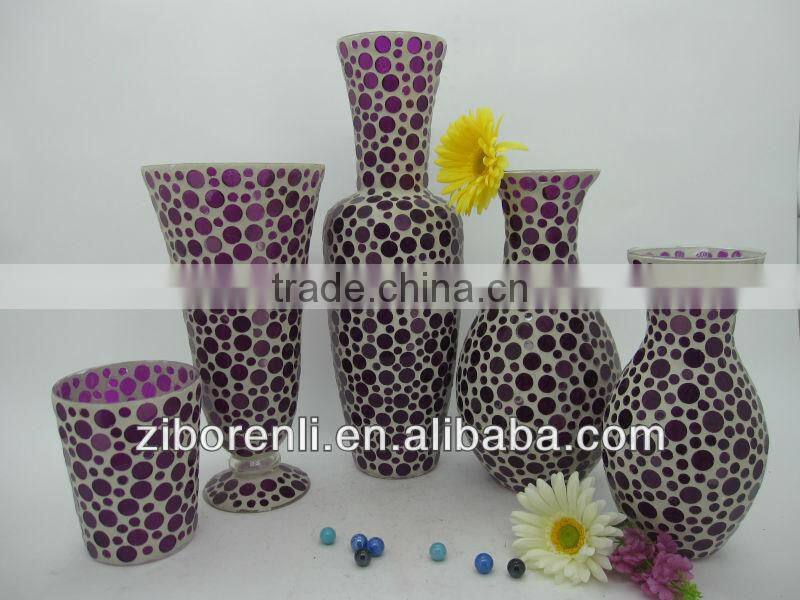 Beautiful Garden Decoration Small Purple Glass Mosaic Flower Pots