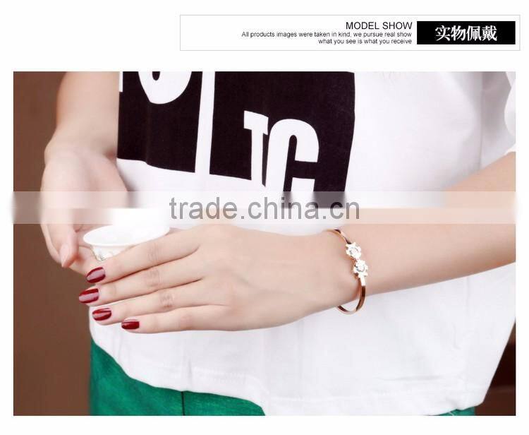 Fashion Bracelets Titanium Steel Rose Gold Tone Diamond Charm Bracelet For Women