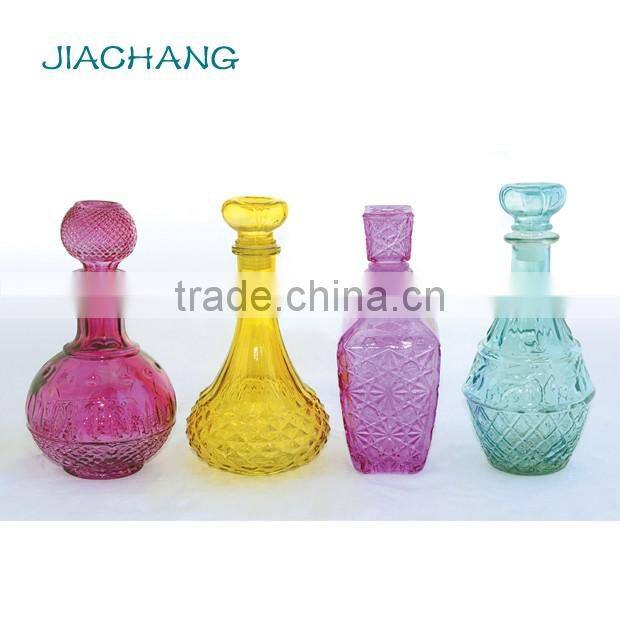 luxurious spray colored glass russian liquor whisky bottles with stopper