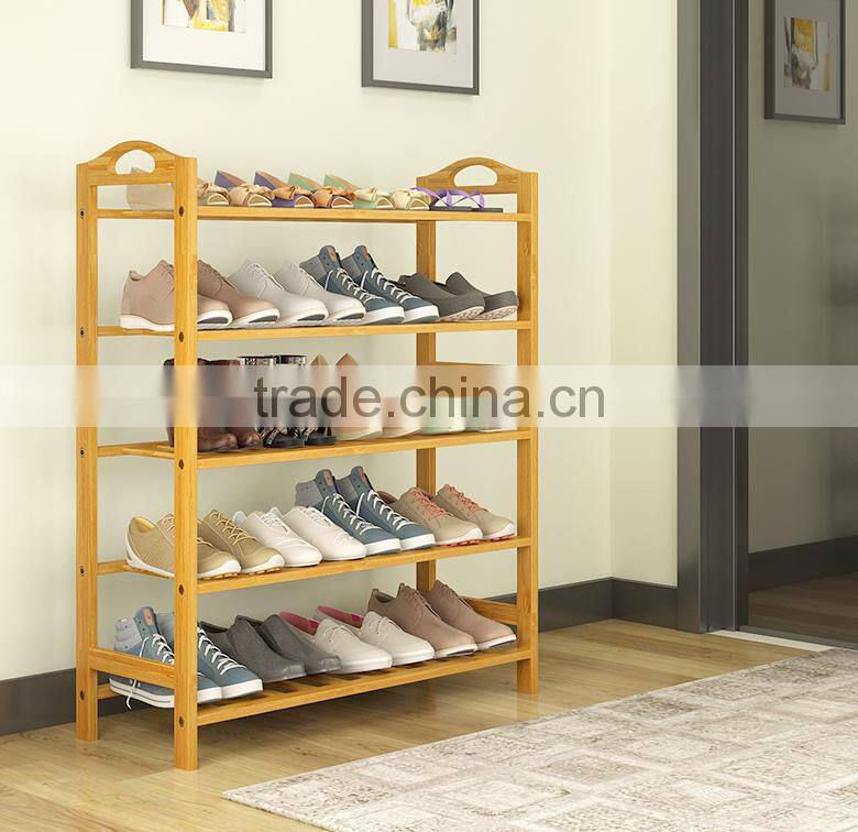 2017 new style bamboo shoe rack with handle