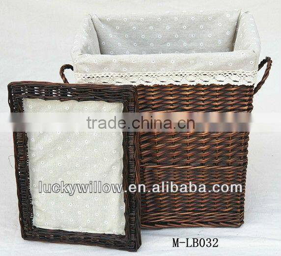 M-LB004 willow Laundry basket &Box zebra style lining and lid
