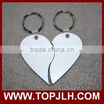 Fashion sublimation MDF keychain with heart shaped,blank DIY keyring