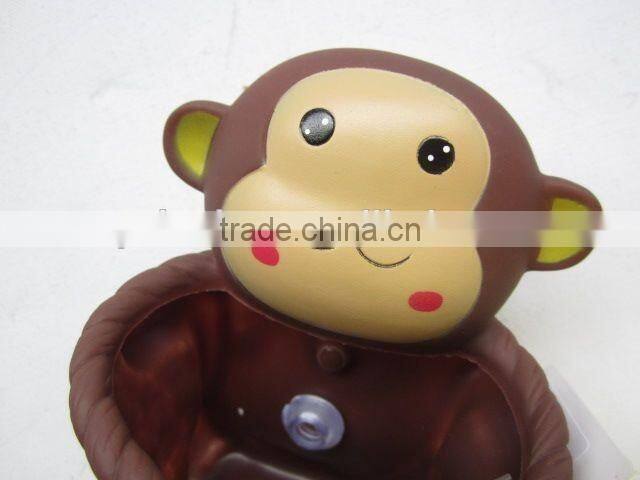 Monkey shaped sucker type PVC toothbrush holder