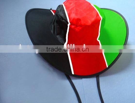 popular polyester material foldable cowboy cap, cowboy folding hat, fans foldable cap