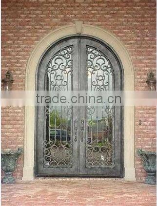 Bisini arch top galvanize wrought iron entry door (BG90066)