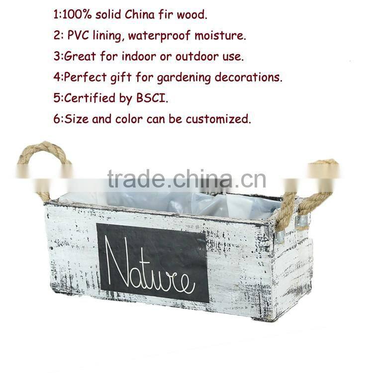 Outdoor Wooden Artificial Plants Flower Pots