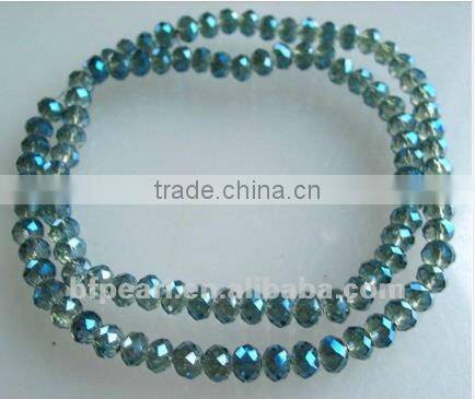 wholesale 16" 8mm silver teal faceted rondelle Chinese crystal beads