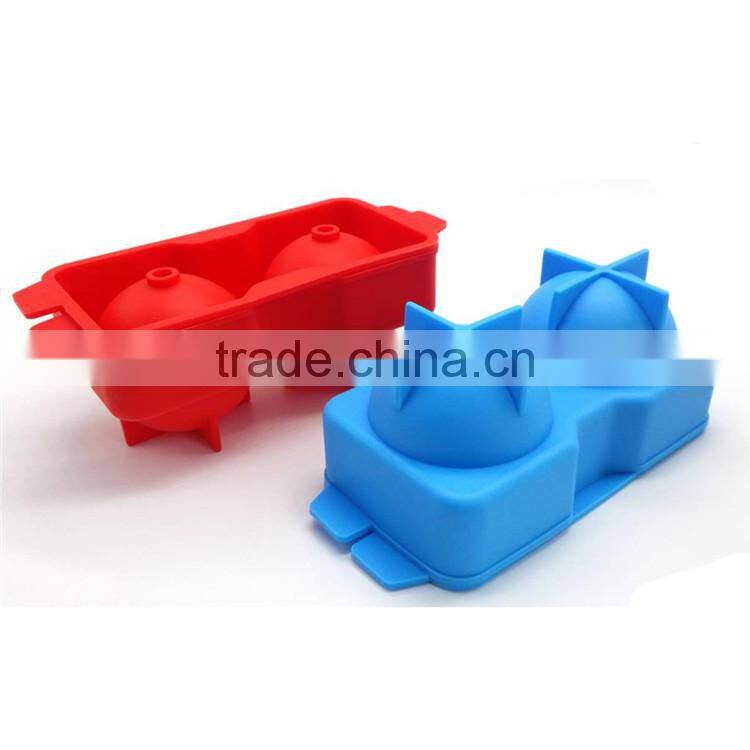 2 cavities silicone ice molds ice sphere ball tray mold