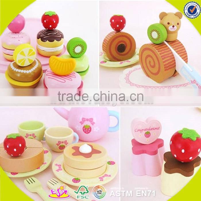 wholesale baby wooden desserts cake toy, popular kids wooden desserts cake toy, lovely children wooden birthday cake W10B102