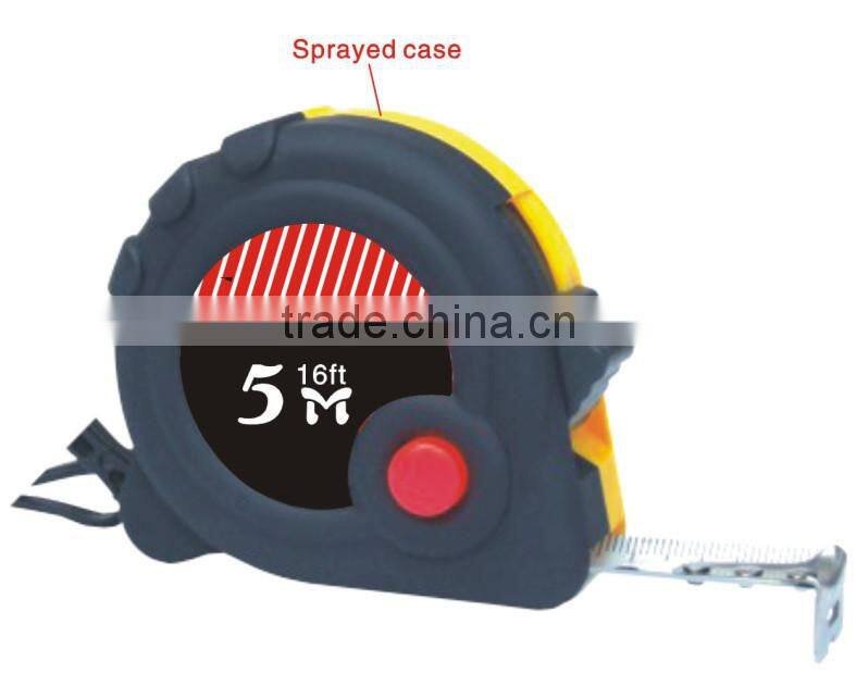 25 Foot Rubberized Tape Measure with Quick Stop Button, 25ft by 1 inch