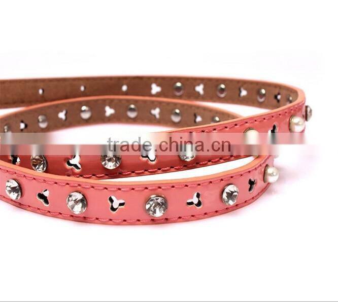 Fashion rhinestone inlaid rivets decorated pin buckle sex girl thin pink PU waist belt