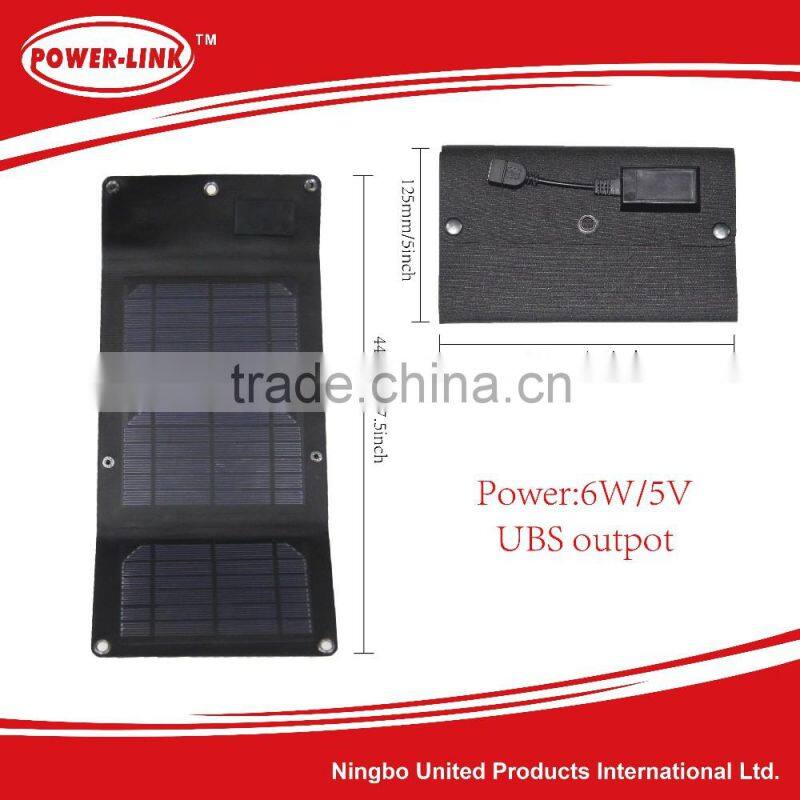 6W 5V UBS output foldable mono silicon solar panel mobile solar portable Type phone charging