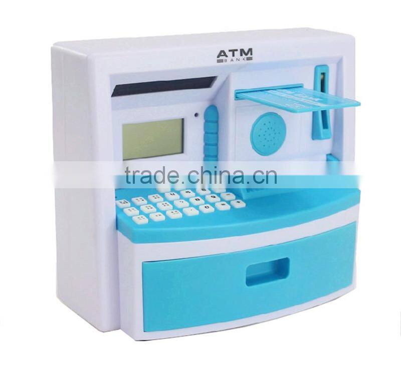 2015 Mini Children kids games Plastic Voice ATM Bank Toy Money Saving Banks from ICTI Dongguan Manufacturer