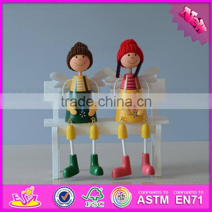2016 new design desktop wooden small craft doll W02A143