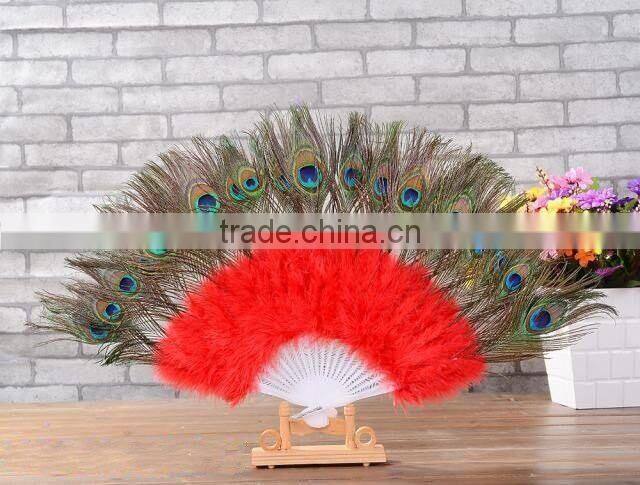 Promotional peacock feather fan