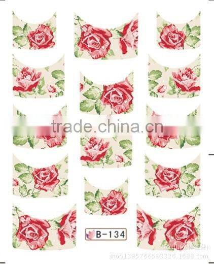 French half watermark fiower painting nails stick ,DIY Fashion Nail art