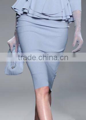 2016 New Fashion Formal 2 Pieces Set Long Sleeve Tops Wrap Skirts for Office Ladies