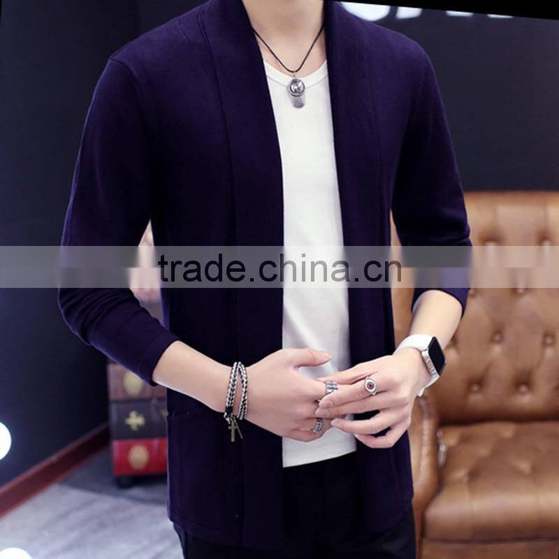 Mens V neck long sleeve cardigan 100%cotton latest designs for men knitted sweater