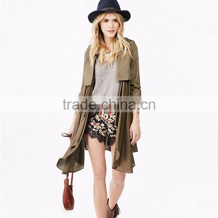 HAODUOYI Women Black Rose Print Lace Contrast Shorts