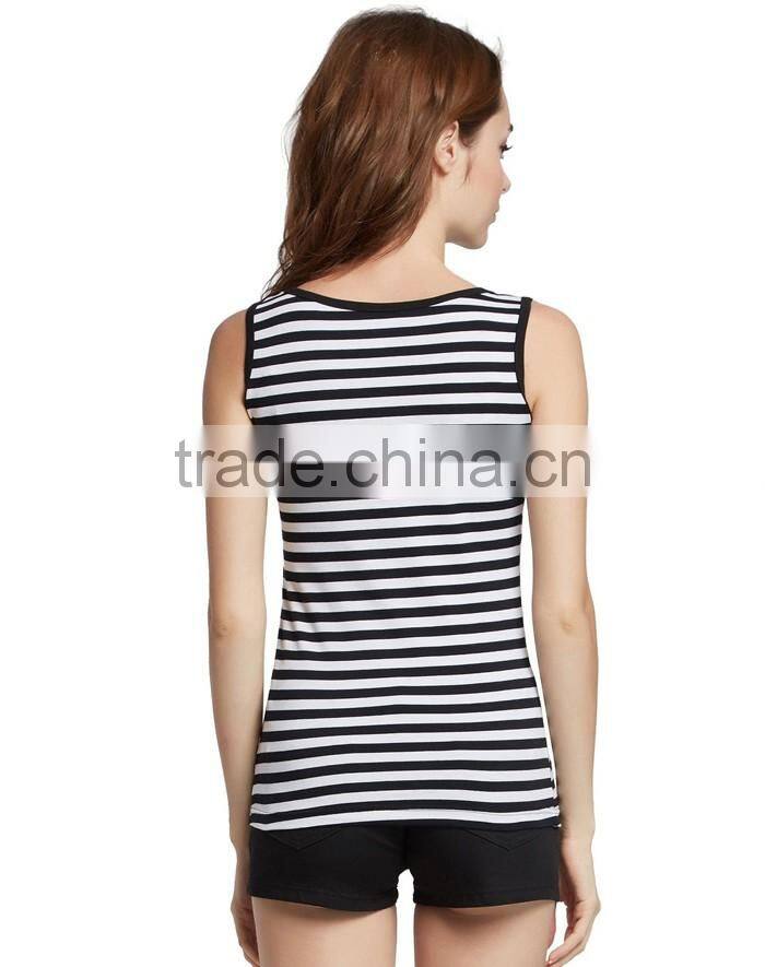 Classic stripe plain women tank top