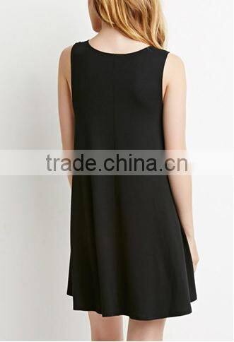 Pure color contracted large pendulum sleeveless dresses