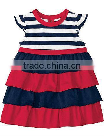 GIRLS STRIPED TIERED DRESS