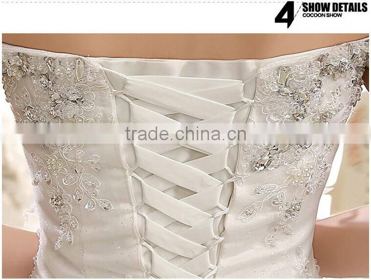 Wholesale korea style beaded lace bridal wedding dress