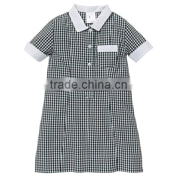 2017 custom made fashion design children Girls school uniforms dress with pictures