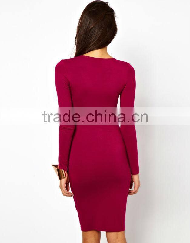 Bodycon Dress with Deep V Neck