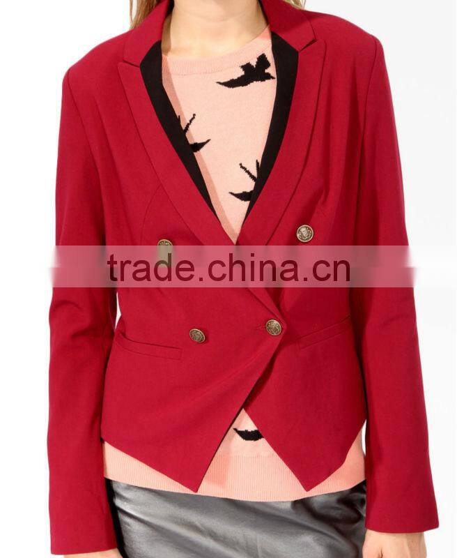 Double Breasted Cutaway Hem Blazer