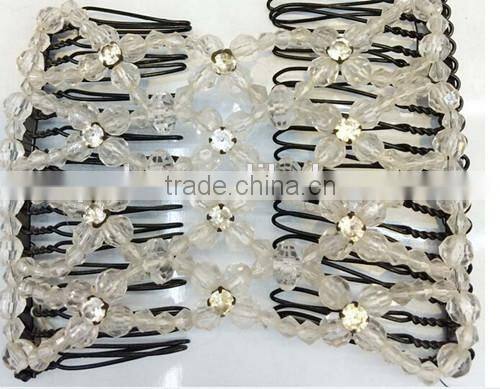 2015 fashion magic hair comb XP-CM-1009 plastic wooden beaded Magic Hair Comb Costume Twins Hair Comb Sets factory price