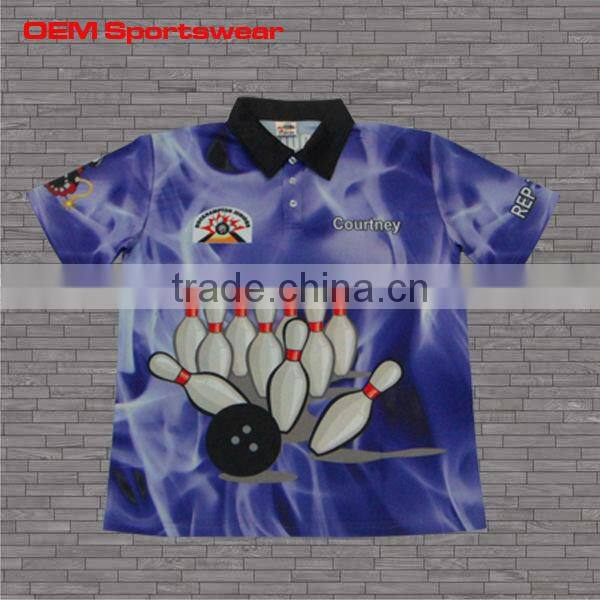 Short sleeve sublimated bowling shirts for kids