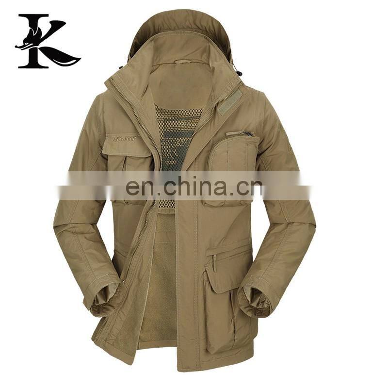 Custom design military hooded softshell jacket for men