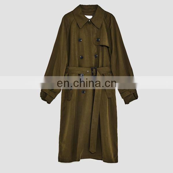 Oem ladies trench coat with lapel collar loose fit trench coat for women