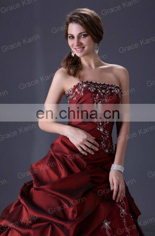 Grace karin long floor length red Prom Wedding Evening Dress Bridal Gown CL2516